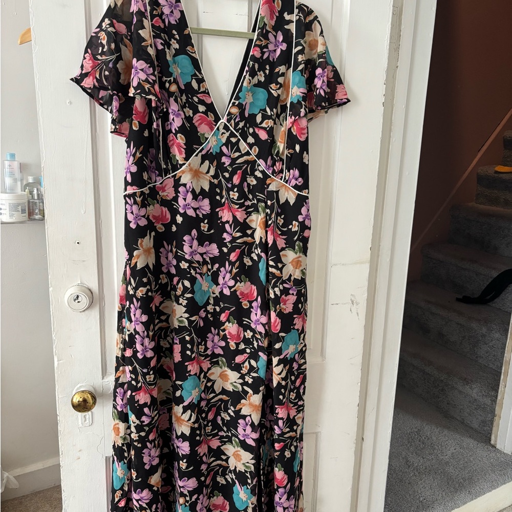 ASOS Curve Floral Maxi Dress - Black, Pink, Blue